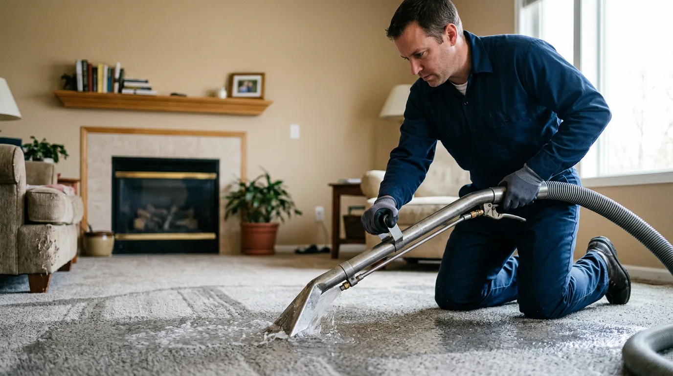 Water damage restoration technician working near Oak Grove, MO